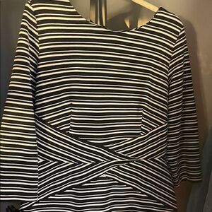 AGB Black and White Asymmetrical Striped Dress